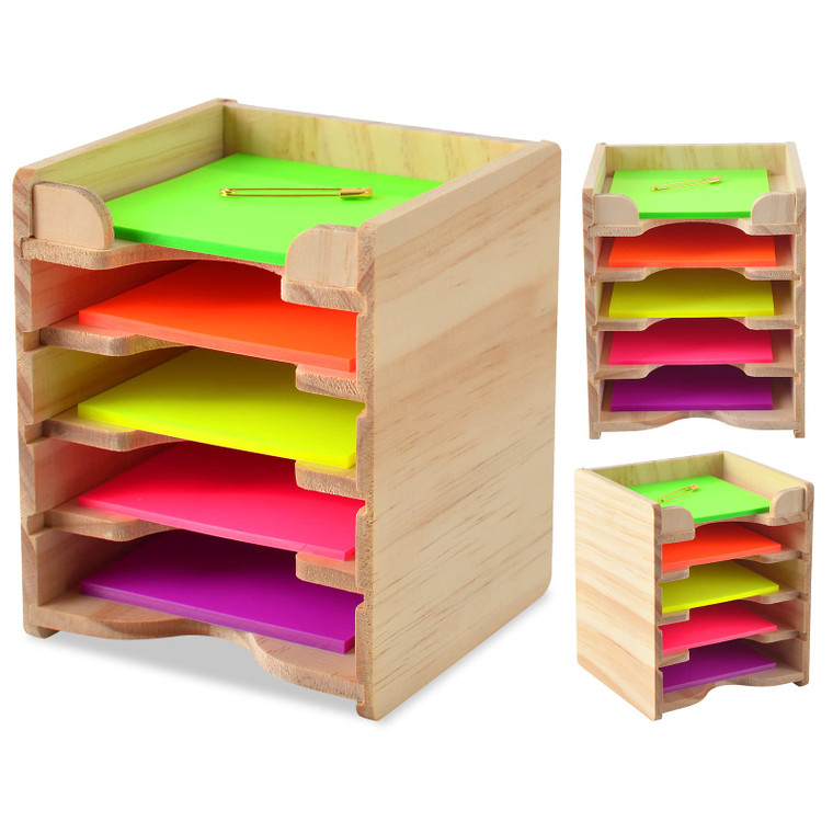 Sticky Note Holder Sticky Note Organizer 3x3 Wood Sticky Notes Holder Desktop Non Sticky Notes Sticky Notepad Organizer for Office Home School Desk