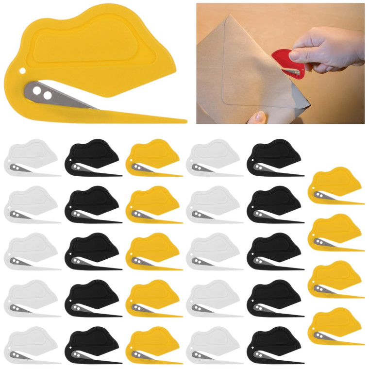 30 Pcs Letter Openers, Assorted Color Envelope Slitters, Mail Openers, Wrapping Paper Cutters, Package Opener Tools, Plastic Paper Blades, Office Sup