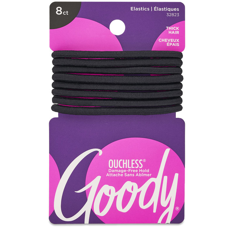 Goody Classics Elastic, Extra Thick Black, 8 Count
