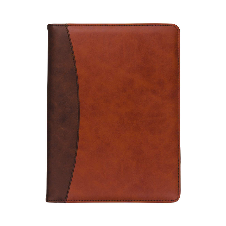 Samsill Two-Tone Padfolio, Resume Portfolio, Business Portfolio, with 8.5 x 11 Writing Pad, Brown and Dark Brown