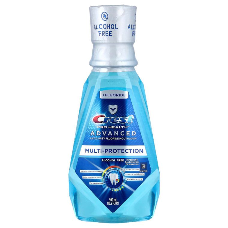 Crest Pro-Health Advanced Mouthwash, Alcohol Free, Multi-Protection, Fresh Mint, 500 ml, 16.9 Fl Oz
