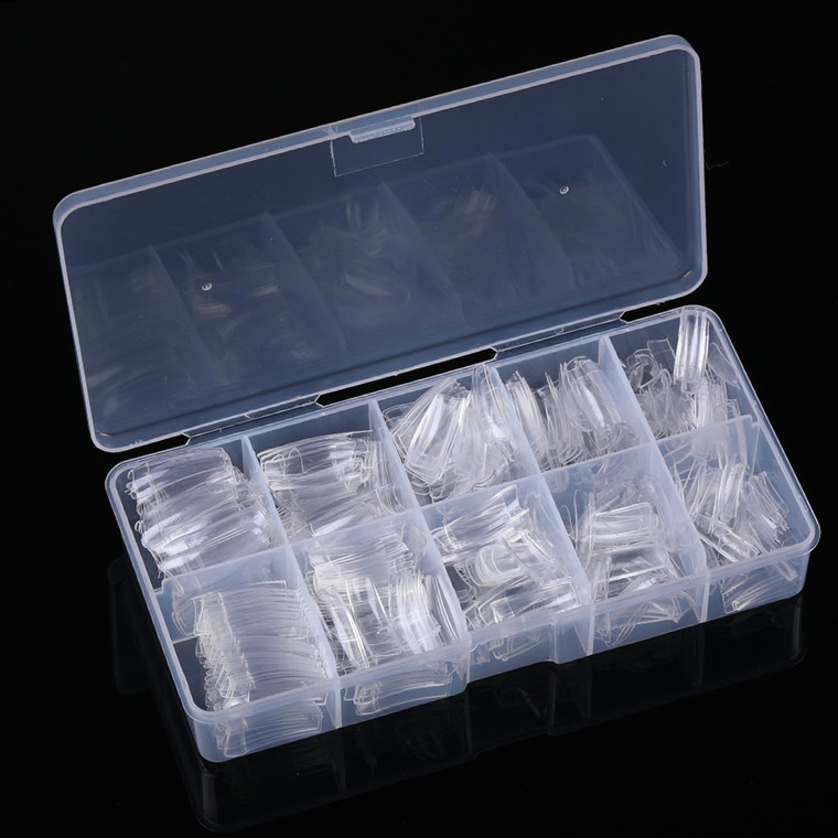 Yimart 500pcs Clear French Acrylic Style Artificial False Nails Half Tips with Box
