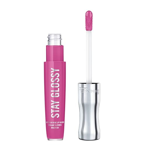 Rimmel Stay Glossy Lip Gloss - Non-Sticky and Lightweight Formula for Lip Color and Shine - 155 Purple Parlour, .18oz