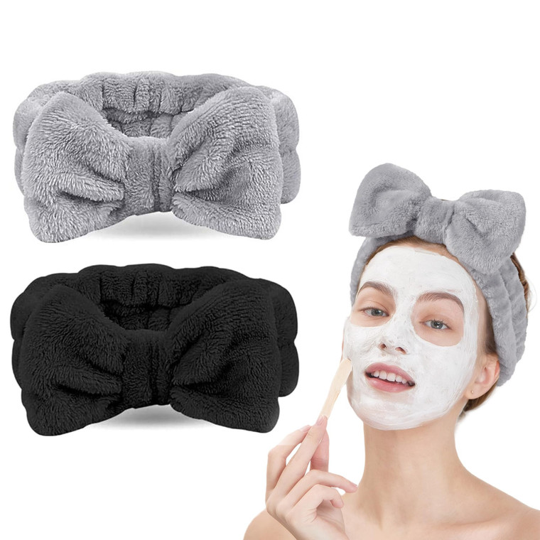 LADES Facial Headband - Terry Cloth Headbands for Face Washing,Skin Care,Makeup,Bow Spa Hair Headband for Washing Face