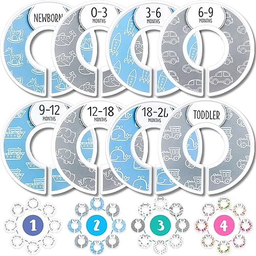 Eli with Love Baby Closet Dividers (Baby Blue)  Fits 1.5" Rod - Set of 8 Baby Clothes Organizers  Organize Nursery Hangers Size/Age