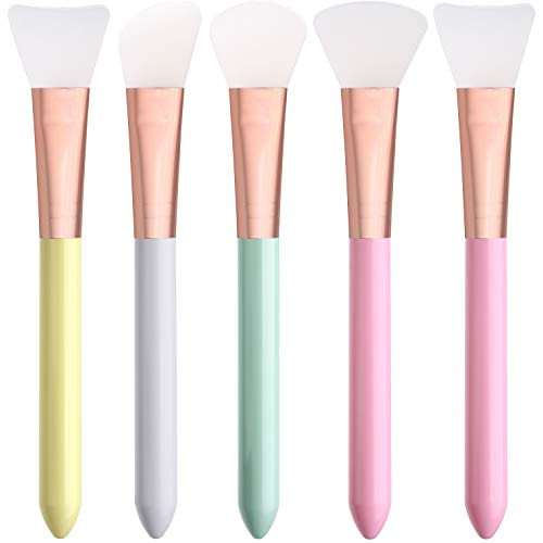 Elisel 5pcs Silicone Facial Mask Applicator Brushes, Flexible for Face, Sleeping, Clay, Body Lotion Masks