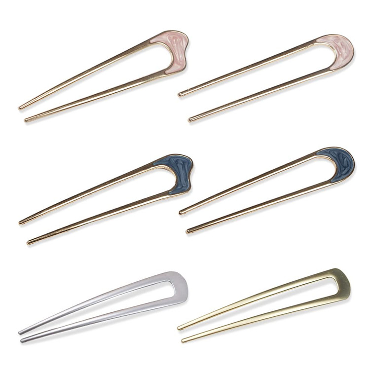 6 Pieces French Hair Pin, Metal U-Shaped Hairpin Hair Accessories Vintage Simple Hairpin French Hair Pin Stick for Long Hair Elegant Chignon,Metal Ha