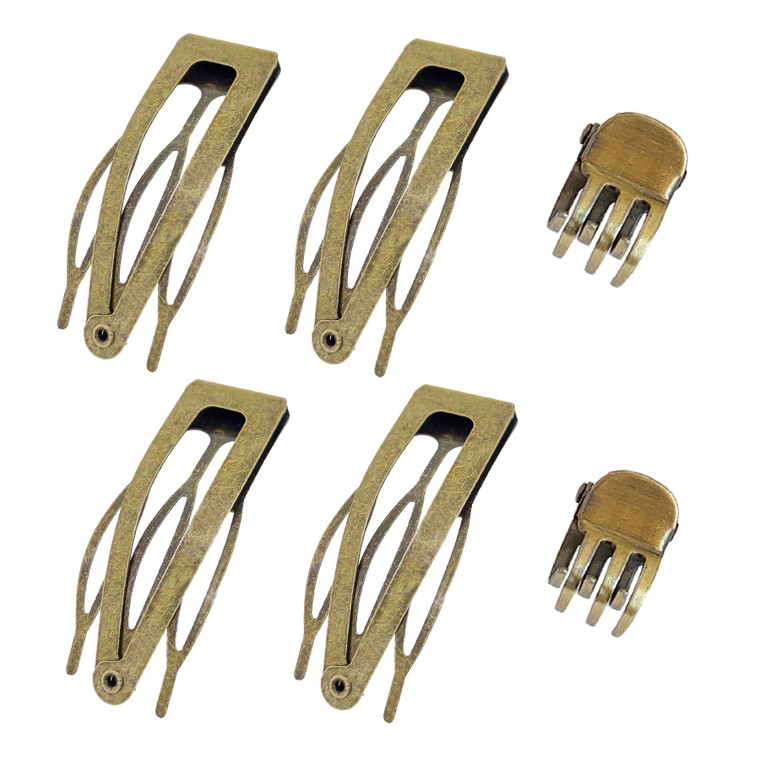 Hann 24 Pieces Double Grip Hair Clips + 2 Claw Hair Clips Metal Snap Hair Clips Hair Barrettes for Hair Making, Salon Supplies (Ancient Bronze)
