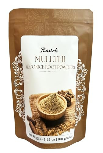 Raslok Licorice Root Powder | Kown as Malethi, Mulethi Powder | Glycyrrhiza Glabra (3.52, Ounces)
