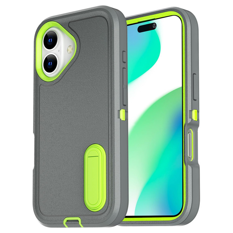 AICase for iPhone 16 Case with Built-in Stand,Tripe Layer Heavy Duty Drop Protection Full Body Rugged Shockproof Military Protective Tough Durable Ph