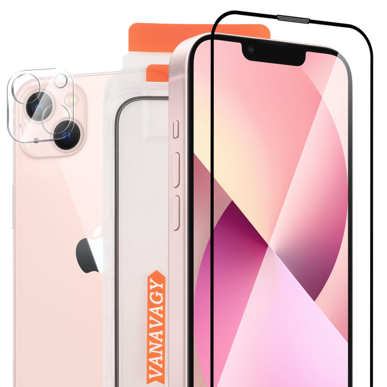 VANAVAGY 1 Pack Privacy Glass Screen Protector for iPhone 16 plus, [1 Pack Camera Lens Protector] [Easy Installation] Plating Film with Frame Full Co