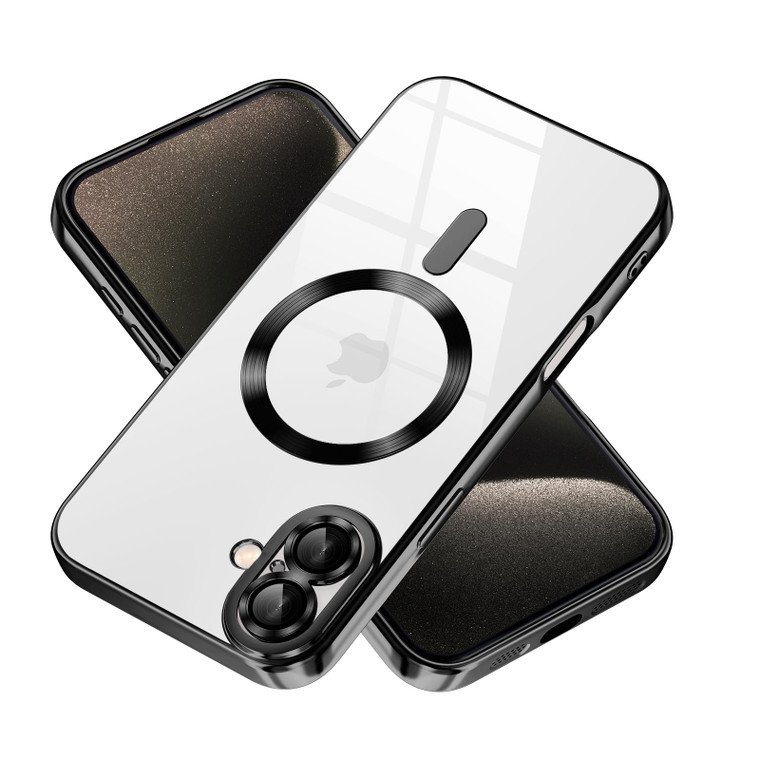 Sayoaho Strong Magnetic Clear Case for iPhone 16 Pro Max Phone Case with MagSafe, Non-Yellowing, Full Camera Lens Protector Plating Shockproof Soft C