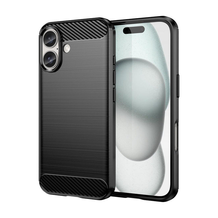 Sidande Case for iPhone 16 Case, Ultra Slim Phone Cover with Shock-Absorption Carbon Fiber TPU Rubber Protective Cases for iPhone 16 Black