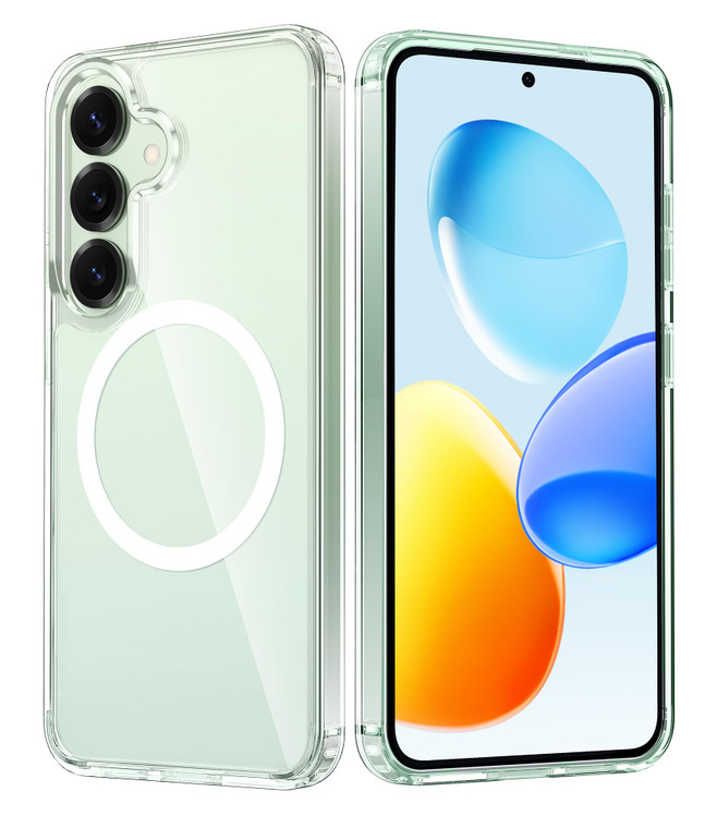 FNTCASE for Samsung Galaxy S25 Case: for S24 Clear Magnetic Military Grade Drop Protection Anti Yellowing Cell Phone Cover - Rugged Shockproof Protec