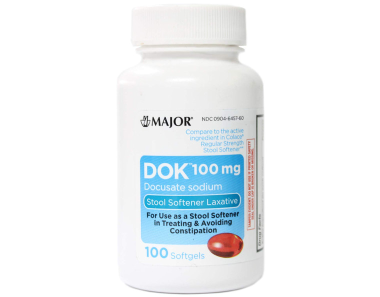 Major Pharmaceuticals DOK Stool Softener Softgels 100Mg, 100 Count Bottle