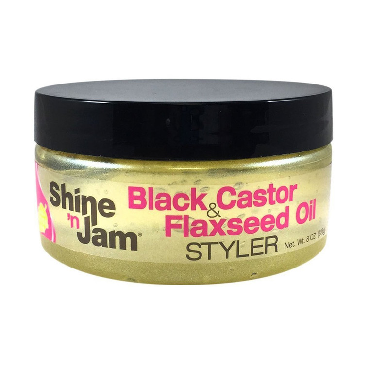 Ampro Shine'n Jam Black Castor & Flax Oil Gel, 8oz, 8 Ounce
