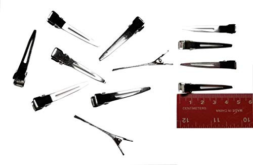 Q-YO DIY Hair Clips Kit, Alligator Clips, French Barrette Clips, Snap clips (100pc 45mm Silver Single Prong Pinch Alligator Hair Clips)