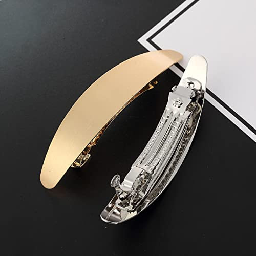 Aoxmas Gold & Silver Metal Hair Clips for Women, 2-Pack, 3.9'' Spring Barrette Hair Accessories