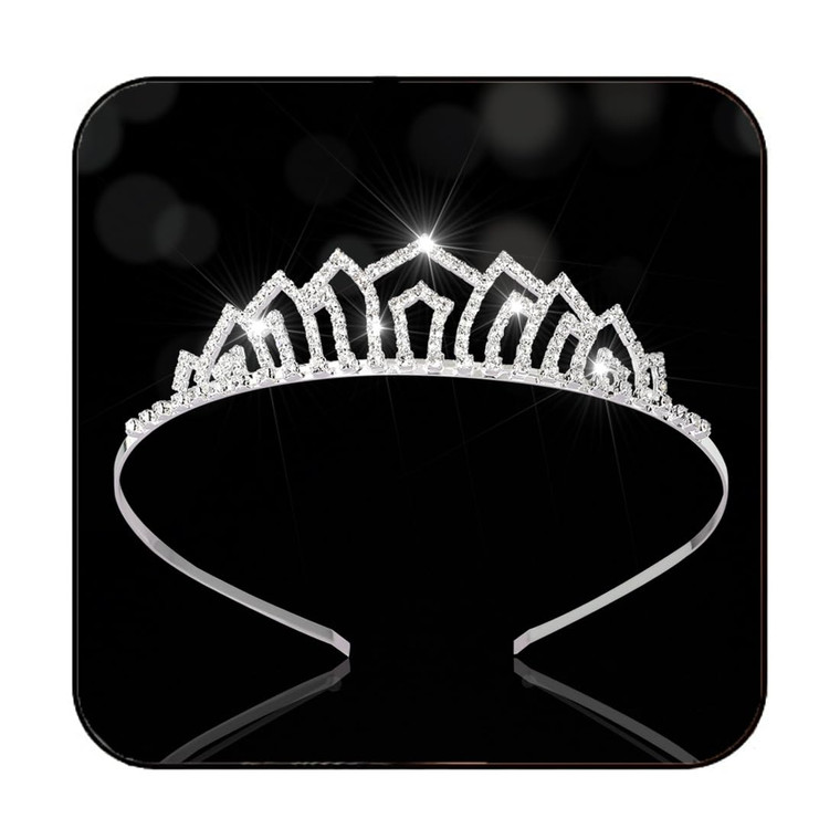 Kilshye Rhinestone Tiara Headband Silver Princess Crown Prom Hair Accessories for Women
