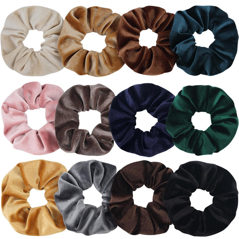Mandydov 12 Pcs Velvet Hair Scrunchies Elastic Hair Ties Ropes Scrunchie for Women Hair Accessories