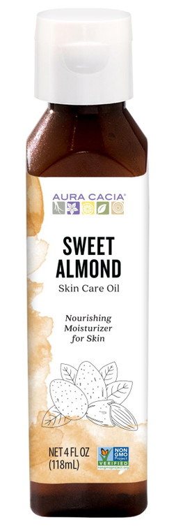 Aura Cacia Sweet Almond Skin Care Oil, 4 Oz (Pack of 1)
