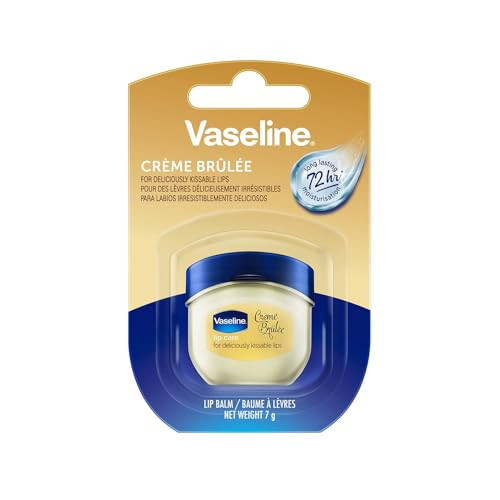 Vaseline Lip Balm for Instantly Soft Smooth Lips Crème Brûlée Lip Balm Locks In Moisture to Improve Hydration 0.25 oz