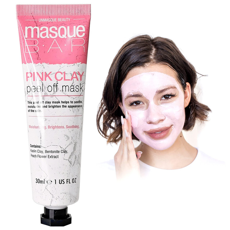 masque Bar Pink Clay Peel Off Mask with Grapefruit - Brightening Facial Pore Refiner For Acne, Blemishes, Oily Skin, & Blackheads, Made in Korea