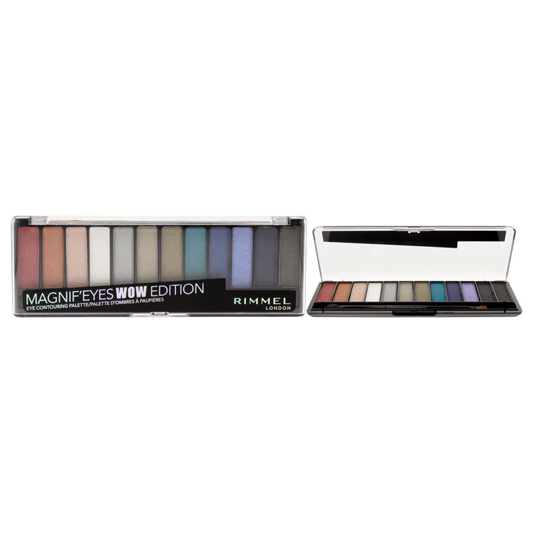 Rimmel London Magnif'Eyes Eyeshadow Palette, 12 Shades, Blendable Formula, Versatile, 006, Wow, 0.5oz