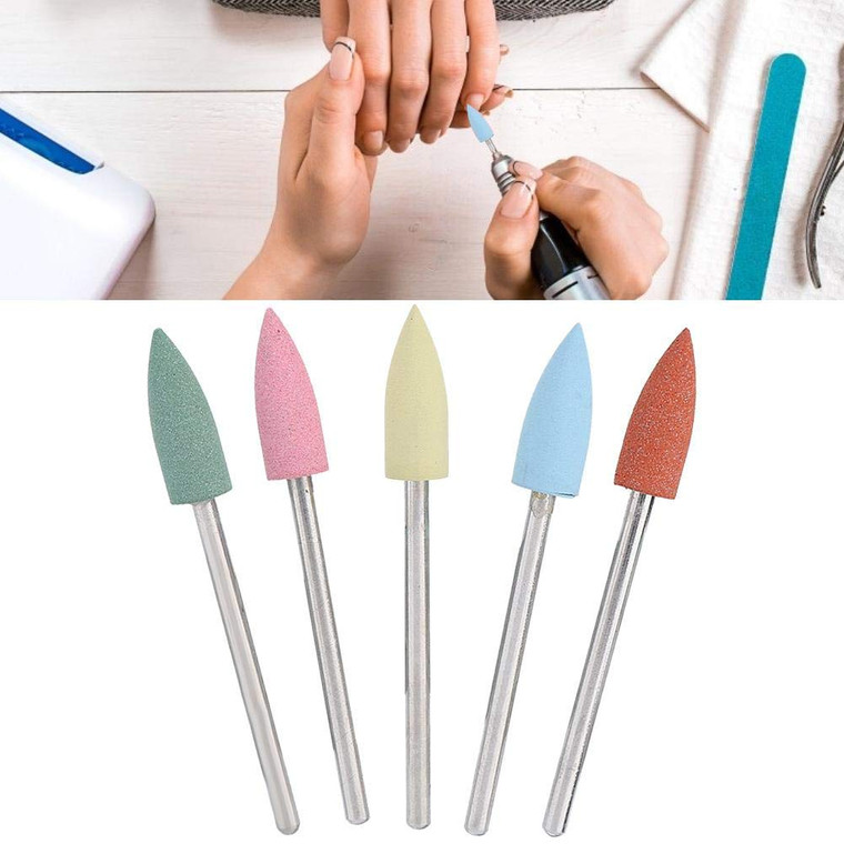 5pcs Nail Drill Bits Set,Silicone Drill Bits for Nails Silicone Rubber Electric Grinding Head for Manicure Pedicure Nail Polishing Burr (152)