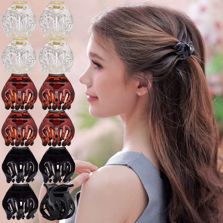 RC ROCHE ORNAMENT 12 Pcs Womens Octopus Claws Jaw Pumpkin Hair Clips Interlocking Teeth Strong Hold No Slip Grip French Clutcher Clamp Classic Beauty