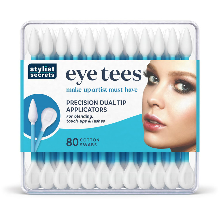 Fran Wilson EYE TEES COTTON TIPS 80 Count - Precision Makeup Applicator, Double-sided Swabs with Pointed and Rounded Ends for Perfect Blending, Effec