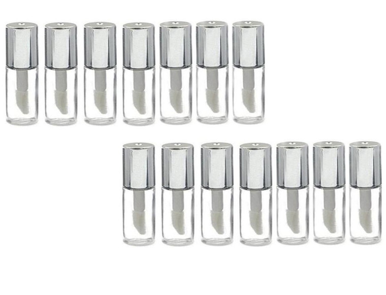 10Pcs 1.2ML Mini Reusable Empty Clear Plastic Lip Gloss Balm Tube Bottle DIY Lipstick Container Vials (Silver)