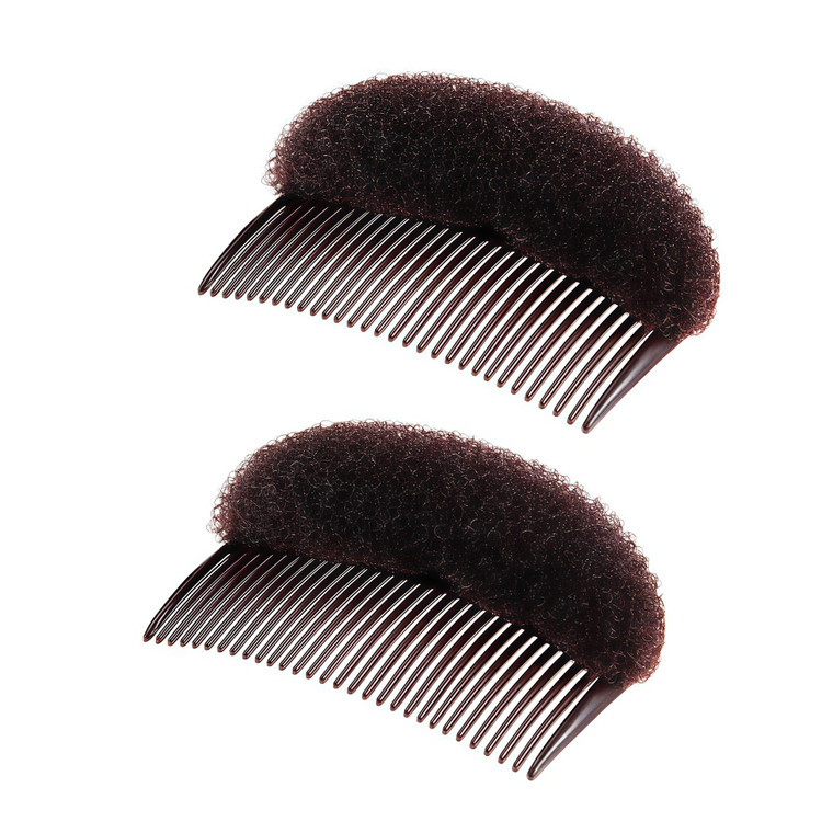 2PCS 28 Teeth Hair Fringe Volume Bump Up Inserts Tool Styling Clip Hair Charming Insert Do Beehive Tool Maker Comb (Brown)