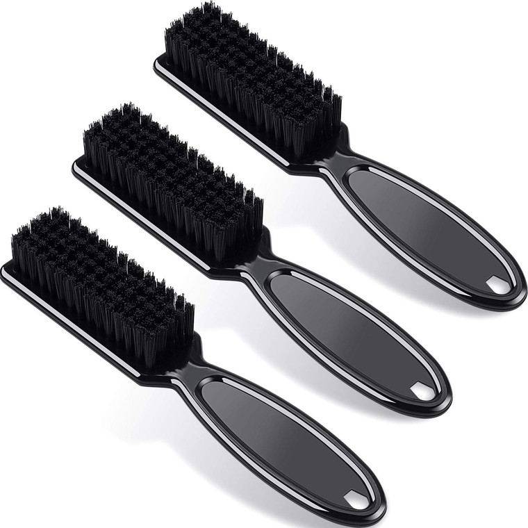 Boao 3 Pieces Barber Clipper Cleaning Brush Fades Brush for Blade Cleaning Nail Cleaner Nylon Trimmer Hair Salon Styling Tool(Black)