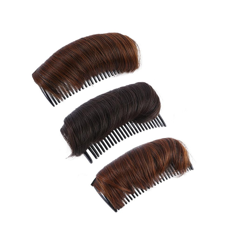 Leadigol 3PCS Hair Bun Invisible False Hair Clip, Hair Base Bump Fluffy Hair Pad Styling Insert Tool, High Temperature Fiber Insert Comb Invisible Fl