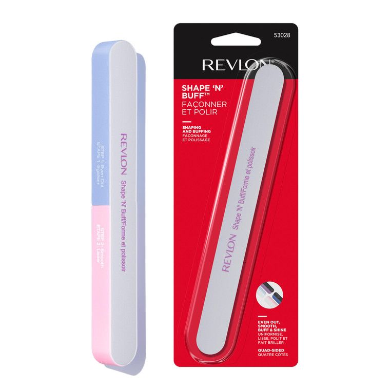 Revlon Shape 'N' Buff Nail Buffer Block, All-in-One Manicure Tool for Shaping & Shining Natural Fingernails, 1 Count
