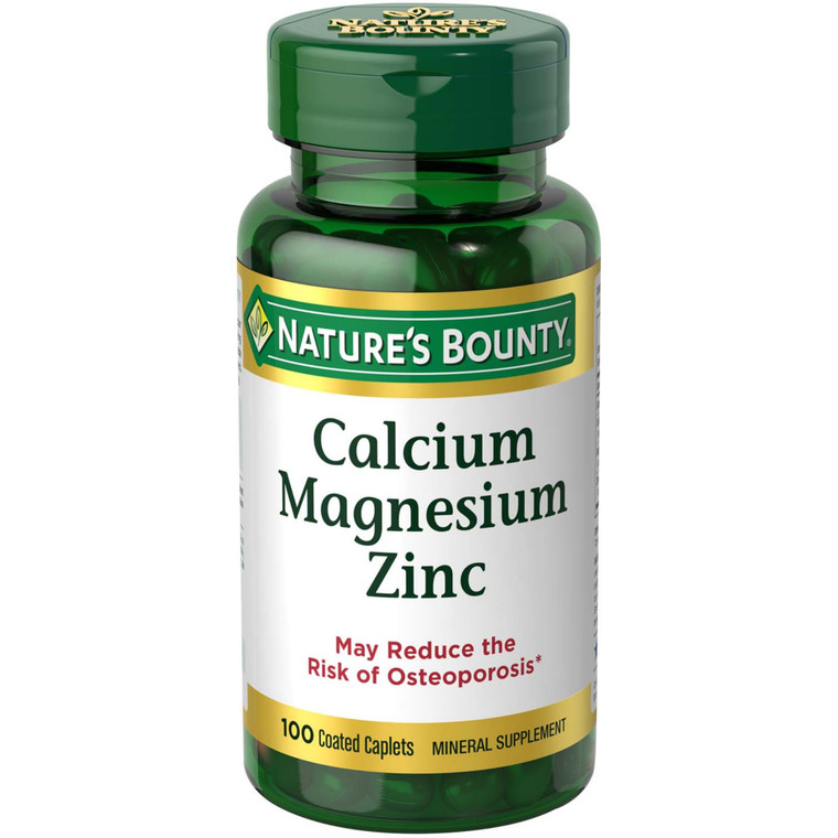 Nature's Bounty Calcium Magnesium & Zinc Caplets, Immune & Bone Health, Daily Supplement, 1000mg Calcium, 400mg Magnesium, 600 IU Vitamin D, Gluten F