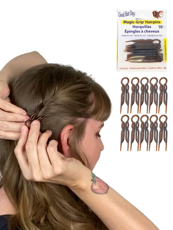 Good Hair Days Hair Pins - 2 1/2" Plastic, U-shaped Magic Grip Hairpins, Strong Durable Pins For Fine, Thick & Long Hair, Styling Accessories - Torto