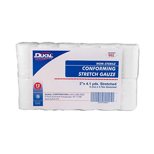 Dukal Conforming Stretch Gauze Bandage, 2 in X 4.1 Yards., Non-Sterile, 12 Rolls