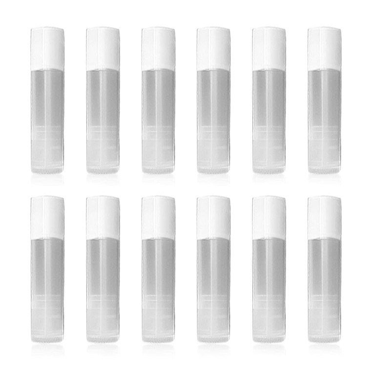Lip Balm Empty Container Tubes 3/16 Oz (5.5ml), Pack of 12; Natural (Translucent) Color