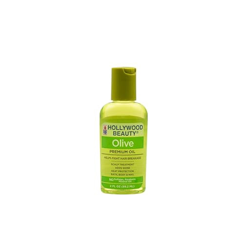Hollywood Beauty Olive Hair Oil, 2 oz - Fights Hair Breakage, Adds Shine, Heat Protection, Moisturizes Hair & Skin, Antioxidant-Rich