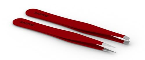 Suvorna Professional Tweezers for women facial hair - Sharp Pointed Tweezer & Slanted Eyebrow Tweezers for Women - Eyebrow Tweezer for Women, Lash tw