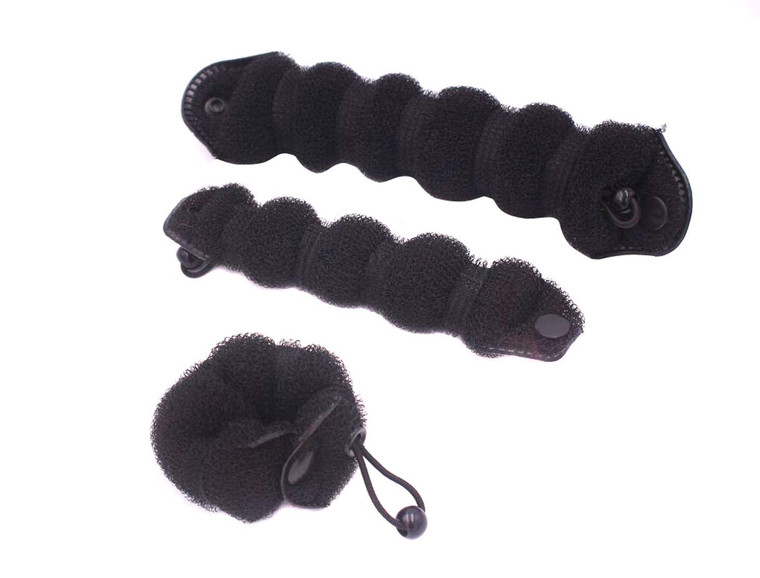 Set of 3 Magic Hair Styling Styler Hot Hair Donut Bun Ring Styler Maker (1 large+2 small) (Black)