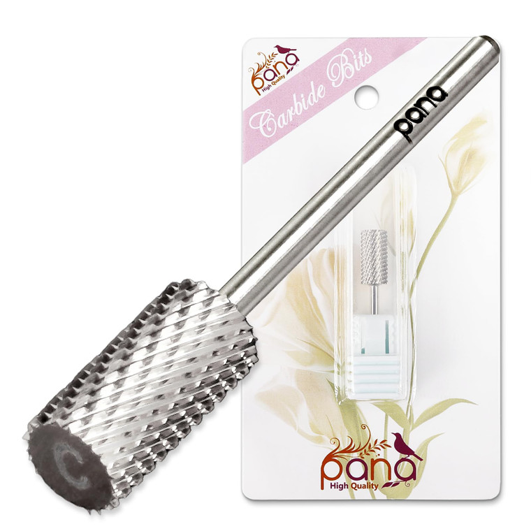 PANA Professional 3/32" Shank Size - Flat Top Large Barrel Silver Carbide Bit Coarse Grit - Nail Drill Bit for Dremel Machine