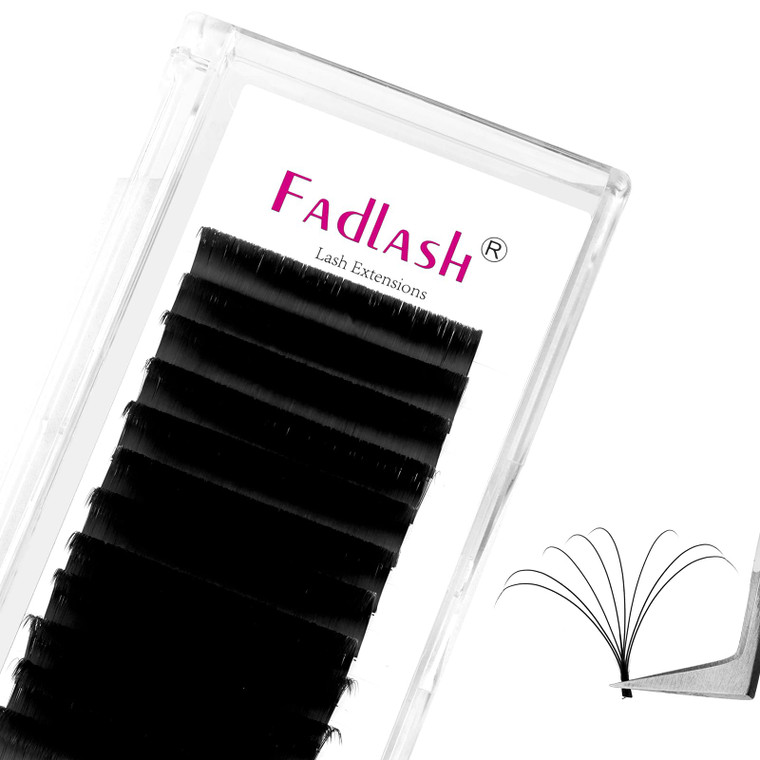 FADLASH Easy Fan Lash Extensions D Curl 0.07 Volume Eyelash Extensions 8-14mm Mixed Lash Trays 2D-10D Self Fanning Lash Extensions Soft Individual La