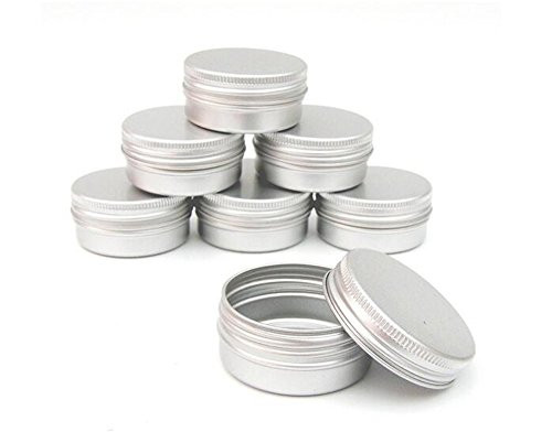 12PCS 50g Empty Refill Silver Aluminum Cosmetic Sample Packing Tins with Screw Lids Travel Round Storage Jar for Lip Balm DIY Candles Eye Shadow Powd