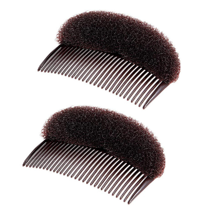 2Pcs Charming Bump It Up Volume Inserts Hair Comb Do Beehive Hair Stick Bun Maker Tool Hair Base Styling Accessories for Women Lady Girl (Brown)