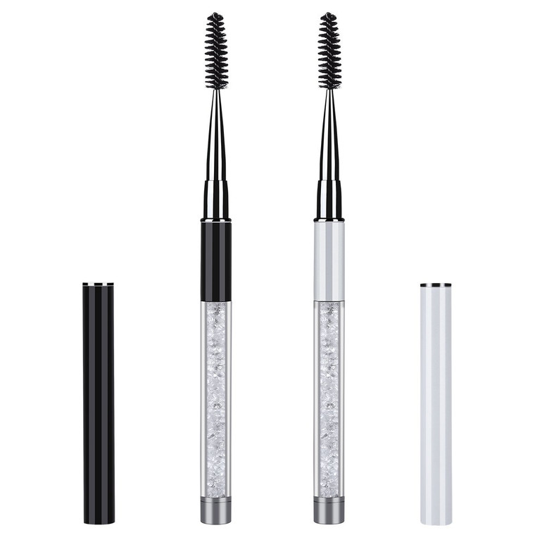 3 Pieces Spoolies for Eyelash Extensions with Cap Mascara Lash Wands Pink Brow Brushes Spooly for Eyelashes