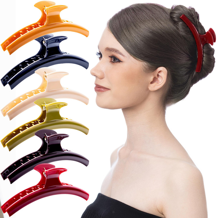 RC ROCHE 6 Pcs Butterfly Hair Clips Sectioning Styling for Thick Hair Strong Hold French Claw Clips Non-Slip & Styling Clamps for Women Salon Profess