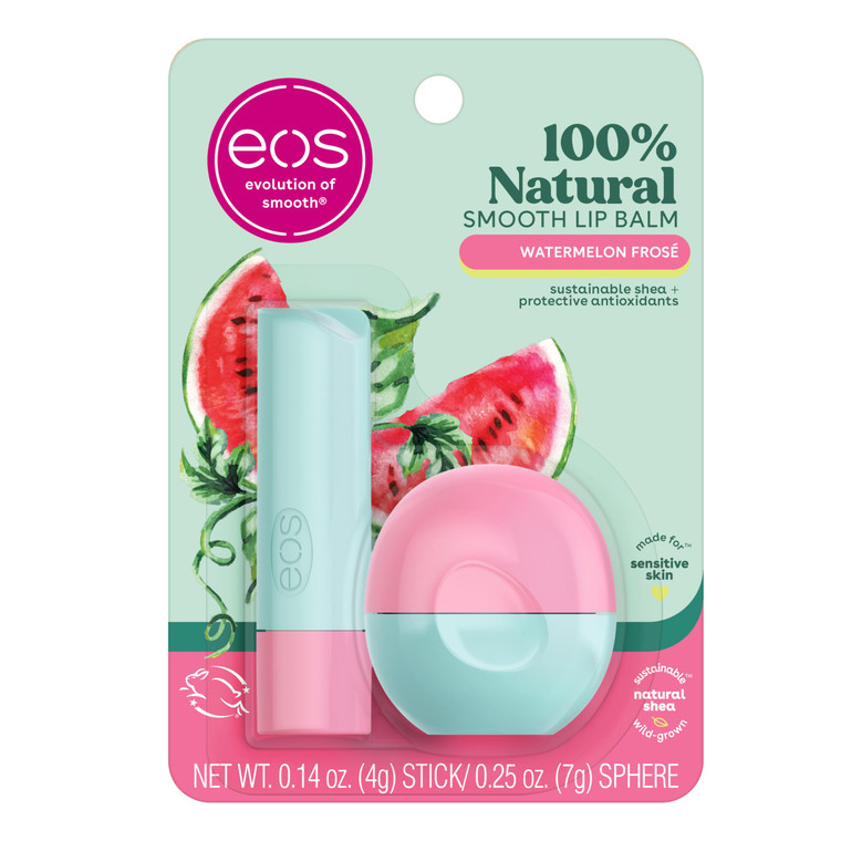 eos FlavorLab Lip Balm Stick and Sphere, Watermelon Frosé, Natural Shea Lip Products, 0.39 oz, 2-Pack